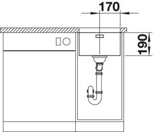 Plan Evier en inox Blanco Andano 522955 couleur inox 340x400 avec 1 cuve