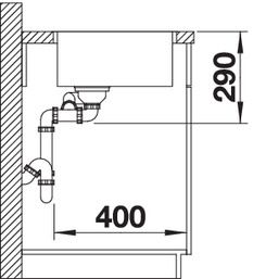 Plan Evier en inox Blanco Andano 522973 couleur inox 340x400 avec 1 cuve