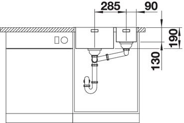 Plan Evier en inox Blanco Andano 522973 couleur inox 340x400 avec 1 cuve