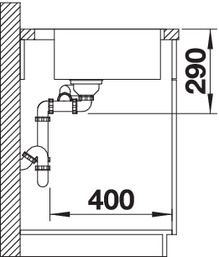 Plan Evier en inox Blanco Andano 525247 couleur inox 585x440 avec 1 cuve vidage manuel