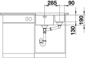 Plan Evier en inox Blanco Andano 522977 couleur inox 545x400 avec 1 cuve