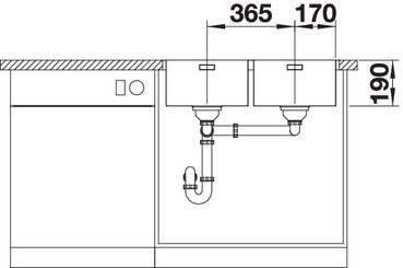 Plan Evier en inox Blanco 340/340-if 522982 couleur inox 745x440 avec 2 cuves vidage manuel