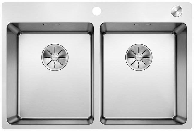  Evier en inox Blanco Andano 525248 couleur inox 745x500 avec 2 cuves vidage manuel 525248