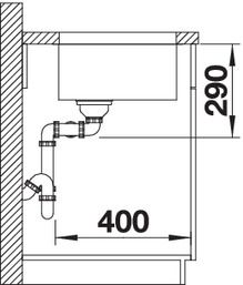 Plan Evier en inox Blanco 340/340-u 520825 couleur inox 745x440 avec 2 cuves vidage manuel