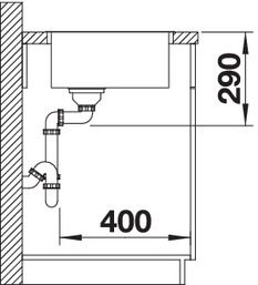 Plan Evier en inox Blanco Andano 522958 couleur inox 400x400 avec 1 cuve vidage manuel