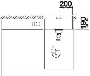 Plan Evier en inox Blanco Andano 522958 couleur inox 400x400 avec 1 cuve vidage manuel