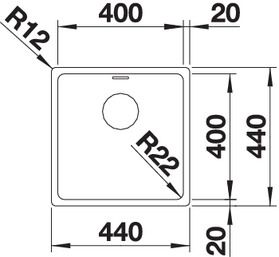 Plan Evier en inox Blanco Andano 522957 couleur inox 400x400 avec 1 cuve