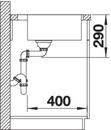 Plan Evier en inox Blanco Andano 525244 couleur inox 440x440 avec 1 cuve vidage manuel