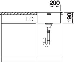 Plan Evier en inox Blanco Andano 525244 couleur inox 440x440 avec 1 cuve vidage manuel