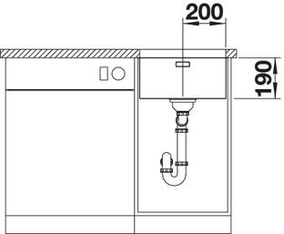 Plan Evier en inox Blanco Andano 522960 couleur inox 400x400 avec 1 cuve vidage manuel