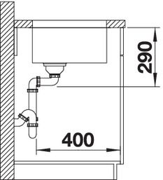 Plan Evier en inox Blanco Andano 522959 couleur inox 400x400 avec 1 cuve