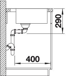 Plan Evier en inox Blanco Andano 525249 couleur inox 865x440 avec 1 cuve vidage manuel