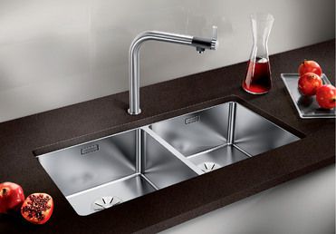 Vue 1 Evier en inox Blanco Andano 522987 couleur inox 825x400 avec 2 cuves