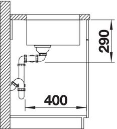 Plan Evier en inox Blanco Andano 522988 couleur inox 825x400 avec 2 cuves vidage manuel