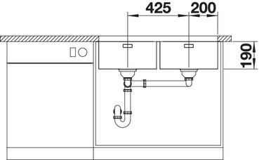 Plan Evier en inox Blanco Andano 522988 couleur inox 825x400 avec 2 cuves vidage manuel