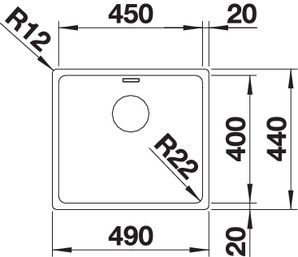 Plan Evier en inox Blanco Andano 522961 couleur inox 490x440 avec 1 cuve