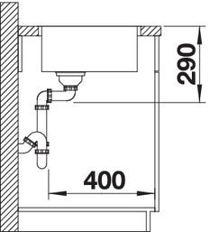 Plan Evier en inox Blanco Andano 522961 couleur inox 490x440 avec 1 cuve