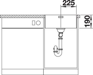 Plan Evier en inox Blanco Andano 522961 couleur inox 490x440 avec 1 cuve