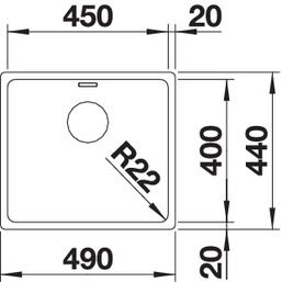 Plan Evier en inox Blanco Andano 522963 couleur inox 490x440 avec 1 cuve