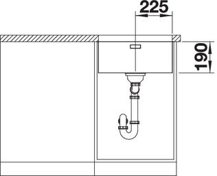 Plan Evier en inox Blanco Andano 522963 couleur inox 490x440 avec 1 cuve