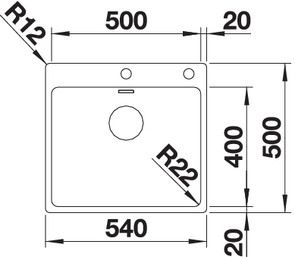 Plan Evier en inox Blanco Andano 525245 couleur inox 540x440 avec 1 cuve vidage manuel