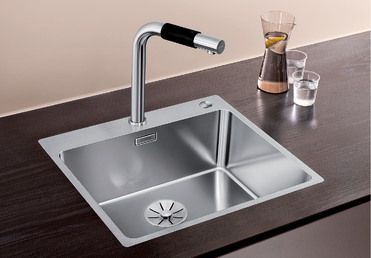 Vue 1 Evier en inox Blanco Andano 525245 couleur inox 540x440 avec 1 cuve vidage manuel