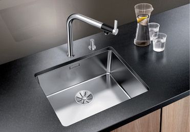 Vue 1 Evier en inox Blanco Andano 522968 couleur inox 500x400 avec 1 cuve vidage manuel