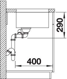 Plan Evier en inox Blanco 500/180-u 520826 couleur inox 745x440 avec 1 cuve