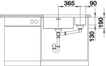 Plan Evier en inox Blanco 500/180-u 520826 couleur inox 745x440 avec 1 cuve