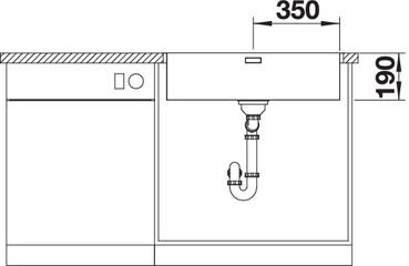 Plan Evier en inox Blanco Andano 522969 couleur inox 740x440 avec 1 cuve