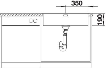 Plan Evier en inox Blanco Andano 525246 couleur inox 740x440 avec 1 cuve vidage manuel