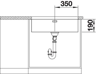 Plan Evier en inox Blanco Andano 522972 couleur inox 740x440 avec 1 cuve vidage manuel