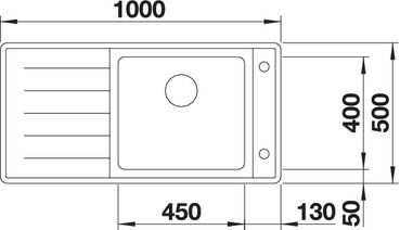 Plan Evier en inox Blanco Andano 522999 couleur inox 1000x500 avec 1 cuve vidage manuel