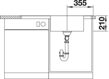 Plan Evier en inox Blanco Andano 522999 couleur inox 1000x500 avec 1 cuve vidage manuel