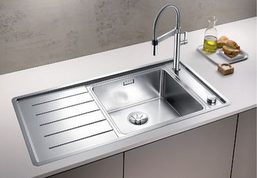 Vue 1 Evier en inox Blanco Andano 522999 couleur inox 1000x500 avec 1 cuve vidage manuel