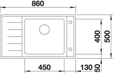 Plan Evier en inox Blanco Andano 523001 couleur inox 860x500 avec 1 cuve vidage manuel