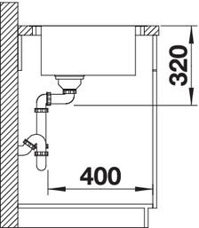 Plan Evier en inox Blanco Andano 523001 couleur inox 860x500 avec 1 cuve vidage manuel