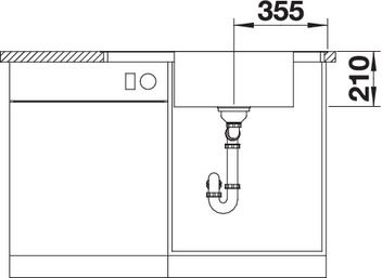 Plan Evier en inox Blanco Andano 523001 couleur inox 860x500 avec 1 cuve vidage manuel