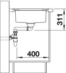 Plan Evier en inox Blanco Axis 522102 couleur inox 860x510 avec 1 cuve vidage manuel