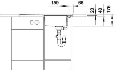 Plan Evier en inox Blanco Axis 522102 couleur inox 860x510 avec 1 cuve vidage manuel