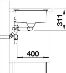 Plan Evier en inox Blanco Axis 522103 couleur inox 915x510 avec 1 cuve vidage manuel