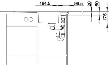 Plan Evier en inox Blanco Axis 522103 couleur inox 915x510 avec 1 cuve vidage manuel