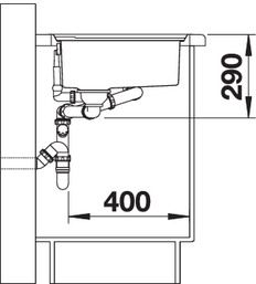 Plan Evier en inox Blanco Axis 522104 couleur inox 1000x510 avec 1 cuve vidage manuel