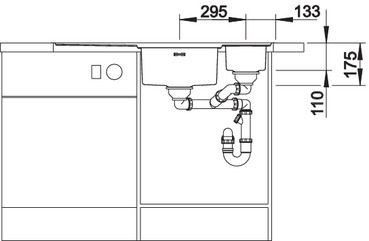 Plan Evier en inox Blanco Axis 522104 couleur inox 1000x510 avec 1 cuve vidage manuel