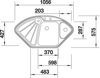 Plan Evier en inox Blanco Delta-if 523667 couleur inox 1056x575 avec 1 cuve vidage manuel