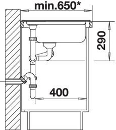 Plan Evier en inox Blanco Delta-if 523667 couleur inox 1056x575 avec 1 cuve vidage manuel