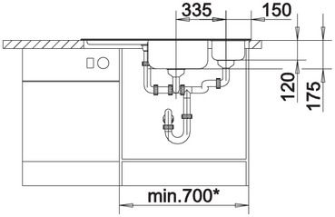 Plan Evier en inox Blanco Delta-if 523667 couleur inox 1056x575 avec 1 cuve vidage manuel