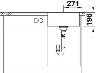 Plan Evier en inox Blanco Divon 521659 couleur inox 1000x510 avec 1 cuve vidage manuel