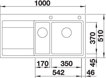 Plan Evier en inox Blanco Divon 521661 couleur inox 1000x510 avec 1 cuve vidage manuel