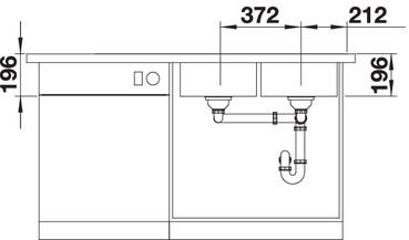 Plan Evier en inox Blanco Divon 521664 couleur inox 1160x510 avec 2 cuves vidage manuel